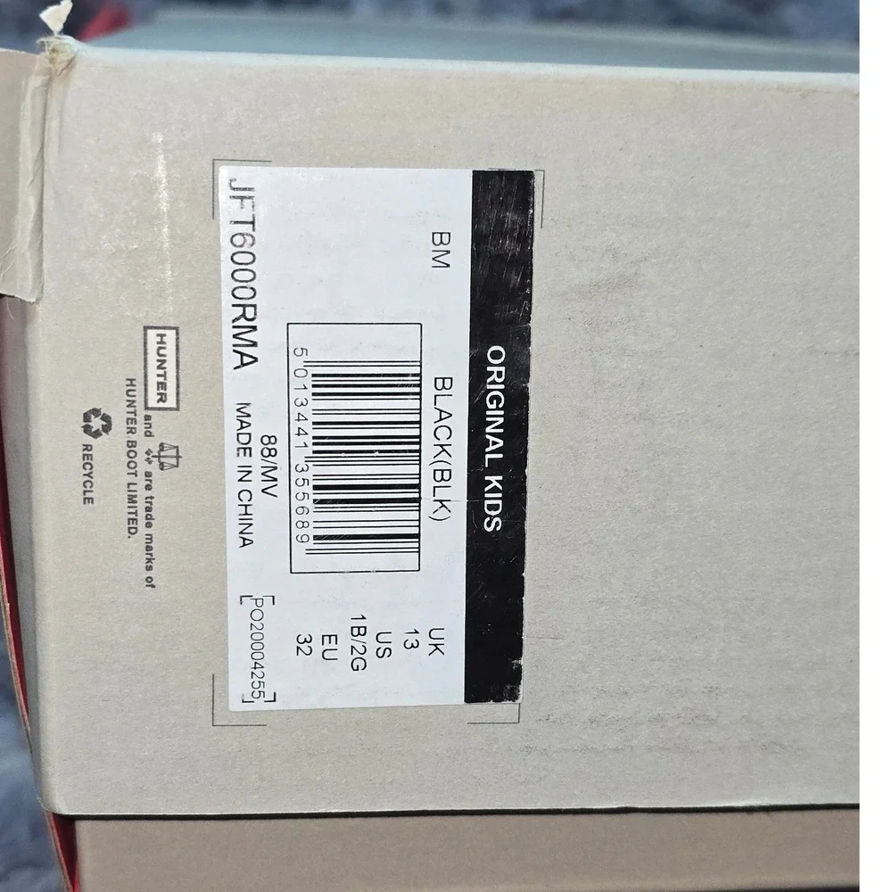 NWB‎ Hunter Big Kids Original Rain Boots size 1 Black EU32